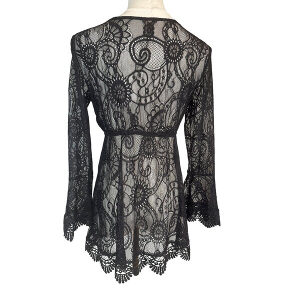 NEW Boho Gypsy Medium Beach Goddess Swim Cover Up Black - Picture 4 of 11